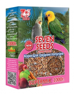 Семь семян СуперМикс Корм для средних попугаев 1 кг